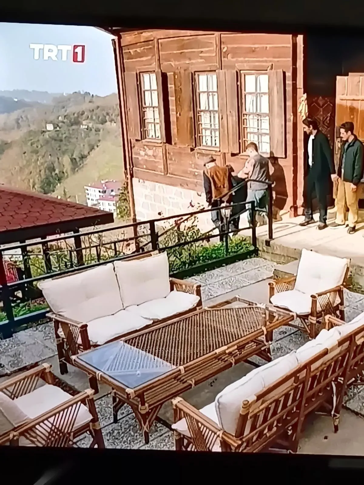 7 kişilik ceviz rengi bambu takımı