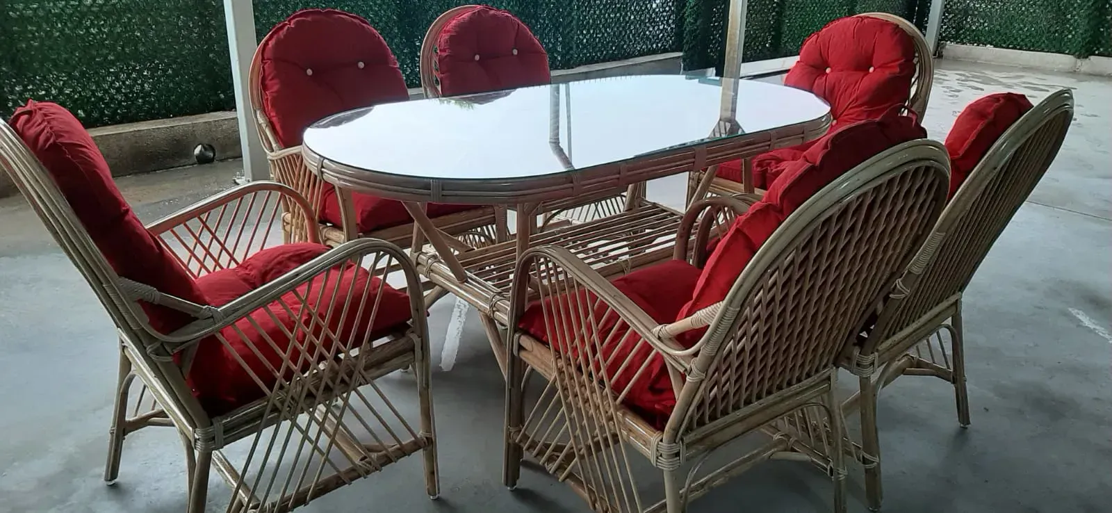 Ankara Bambu Balkon Bahçe Monika 6 Kişilik Natural Takım 