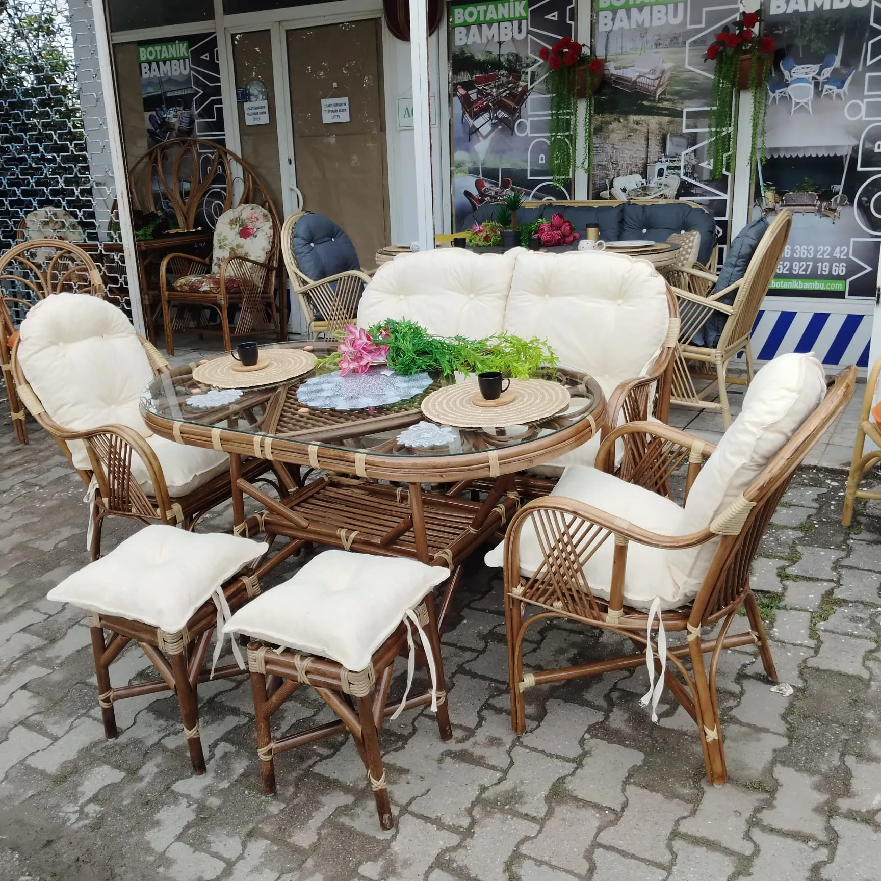 Ankara Bambu Balkon Bahçe Ramona 5 Kişilik Takım 