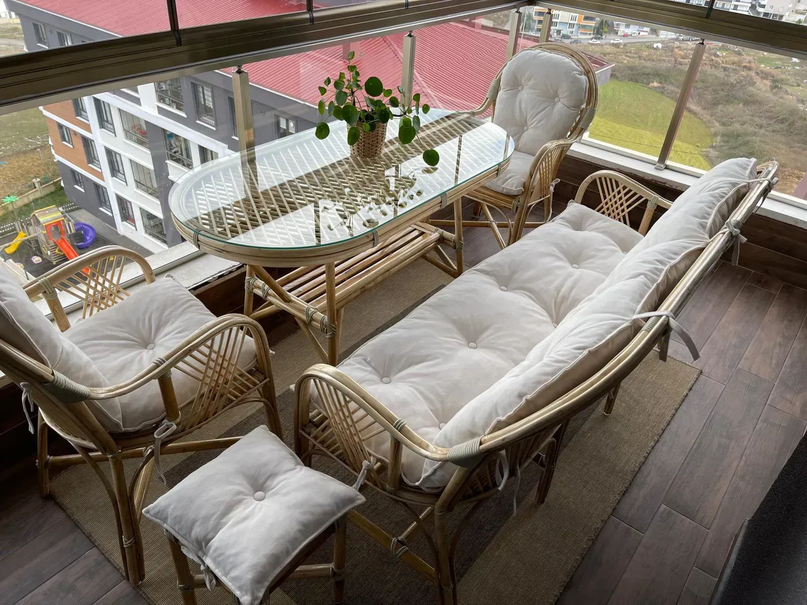 Ankara Bambu Balkon Bahçe Ramona  Takımı 4 Kişilik