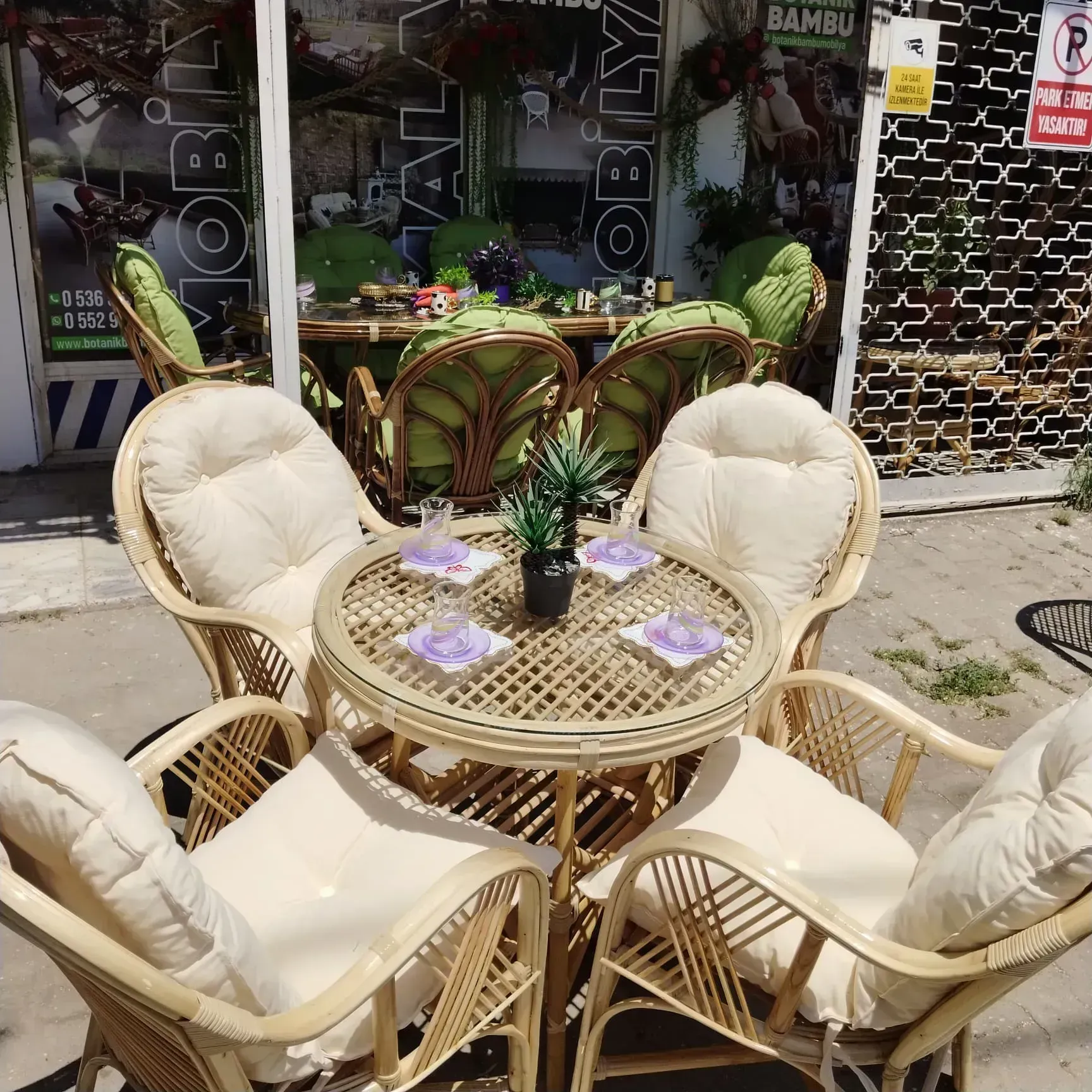 Ankara Bambu Balkon Bahçe  Ramona Takımı 4 Kişilik 