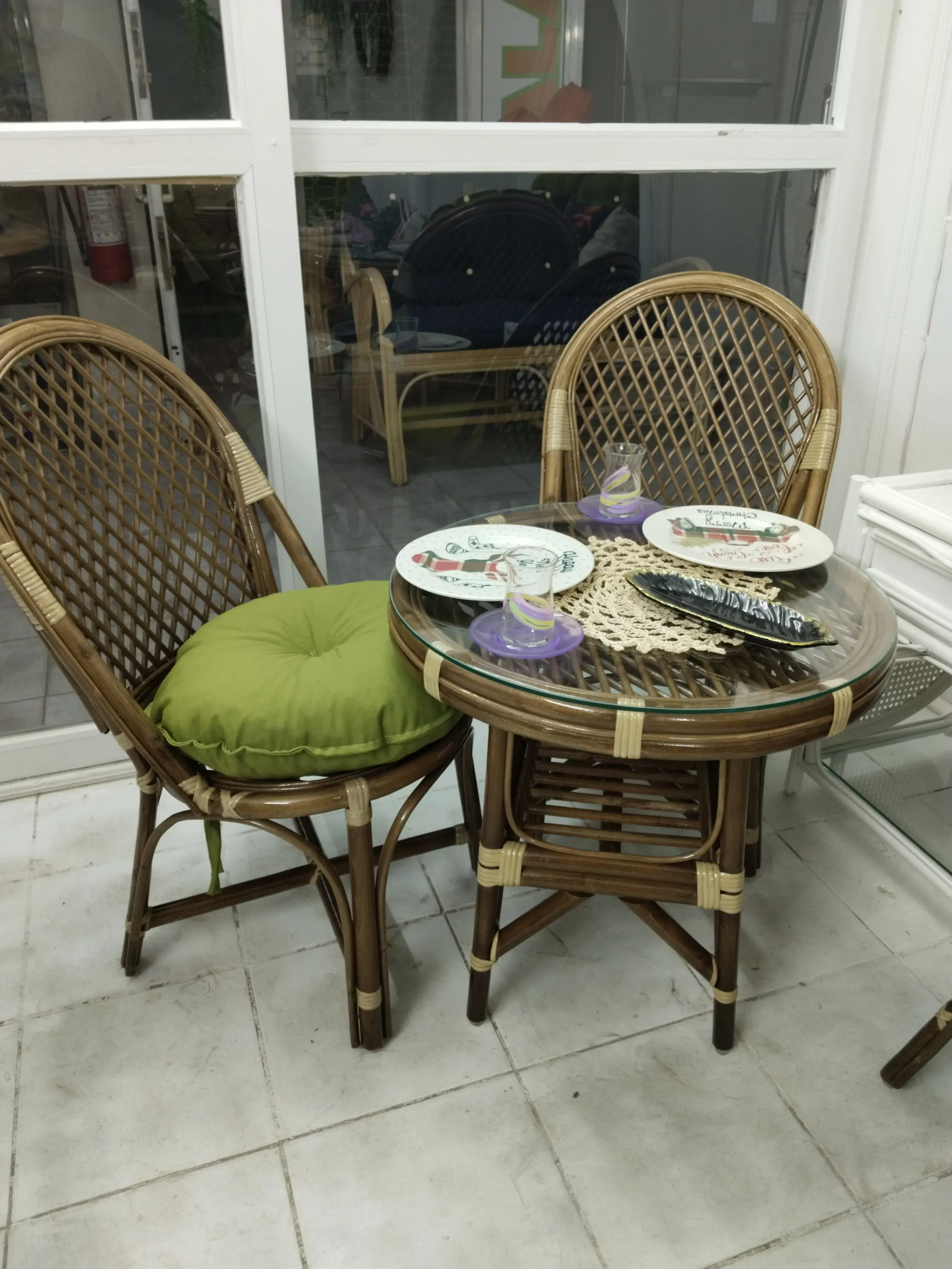 Ankara Bambu Balkon Bahçe Çay Seti Monika 2  Kişilik Natural Takım 
