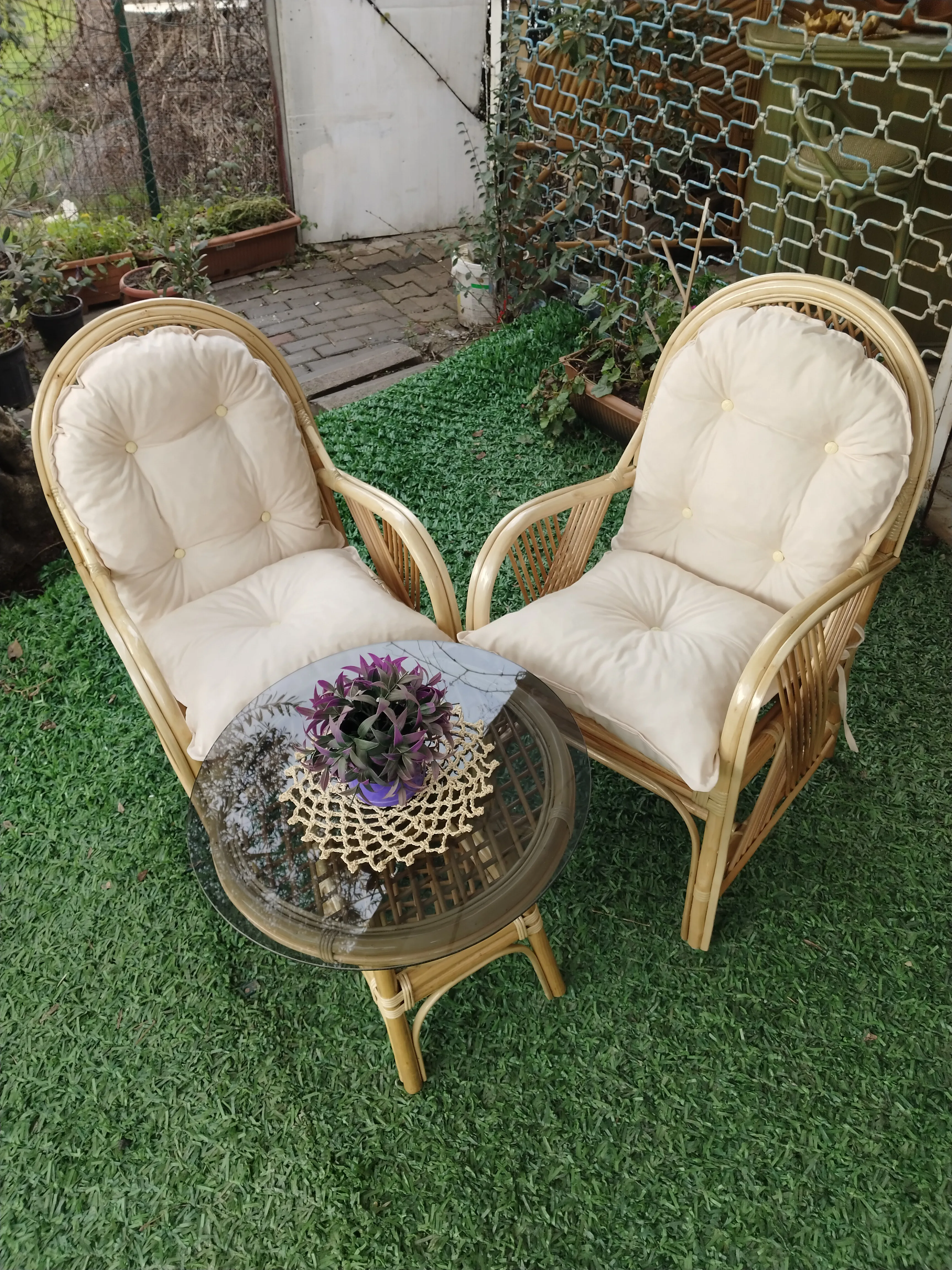 Ankara Bambu Balkon Bahçe Çay Seti Monika 2  Kişilik Natural Takım 