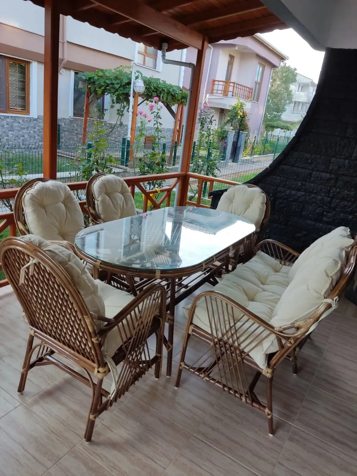 Ankara Bambu  Balkon Bahçe Monika Takımı 6 Kişilik