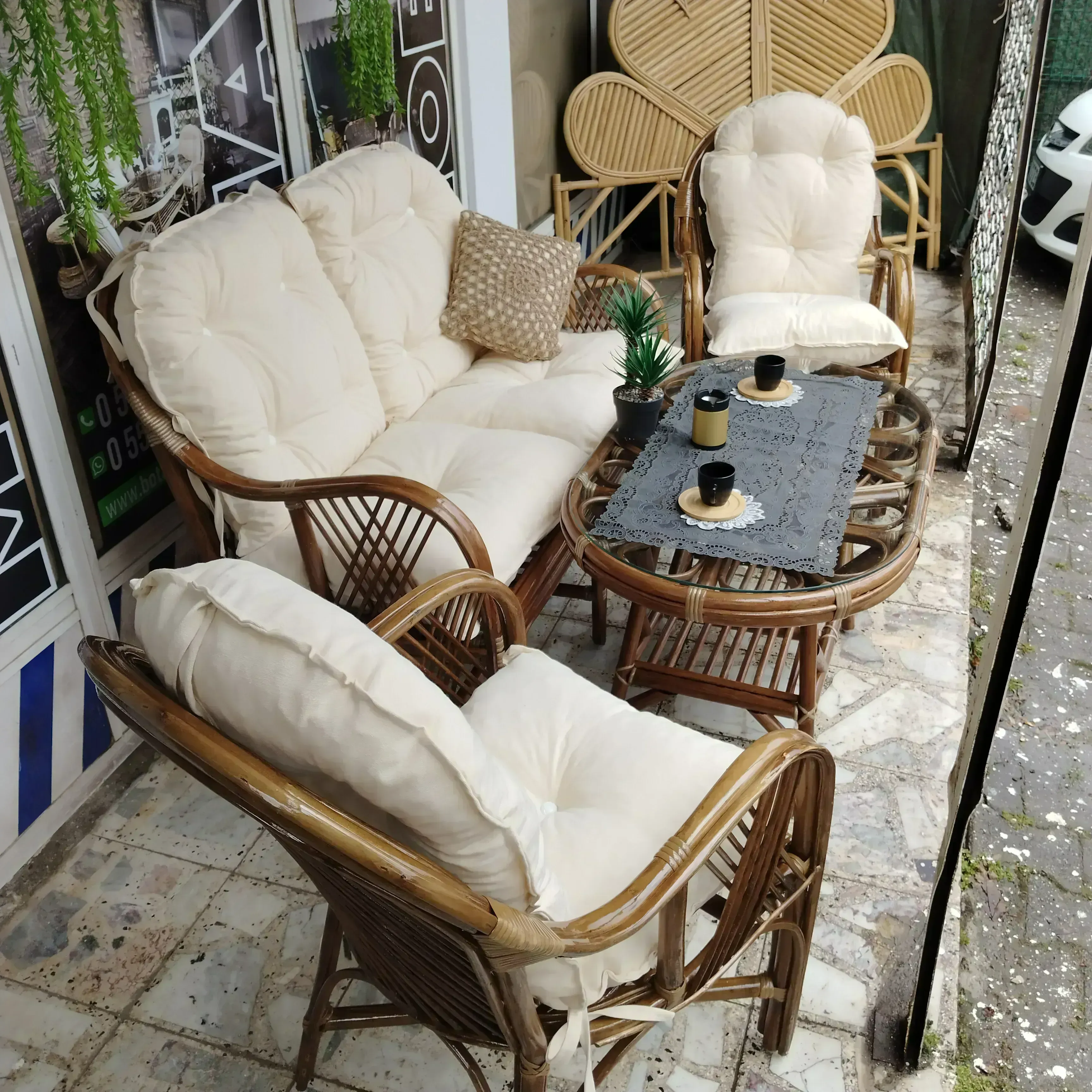 Ankara Bambu  Balkon Bahçe Ramona Takımı 4 Kişilik 