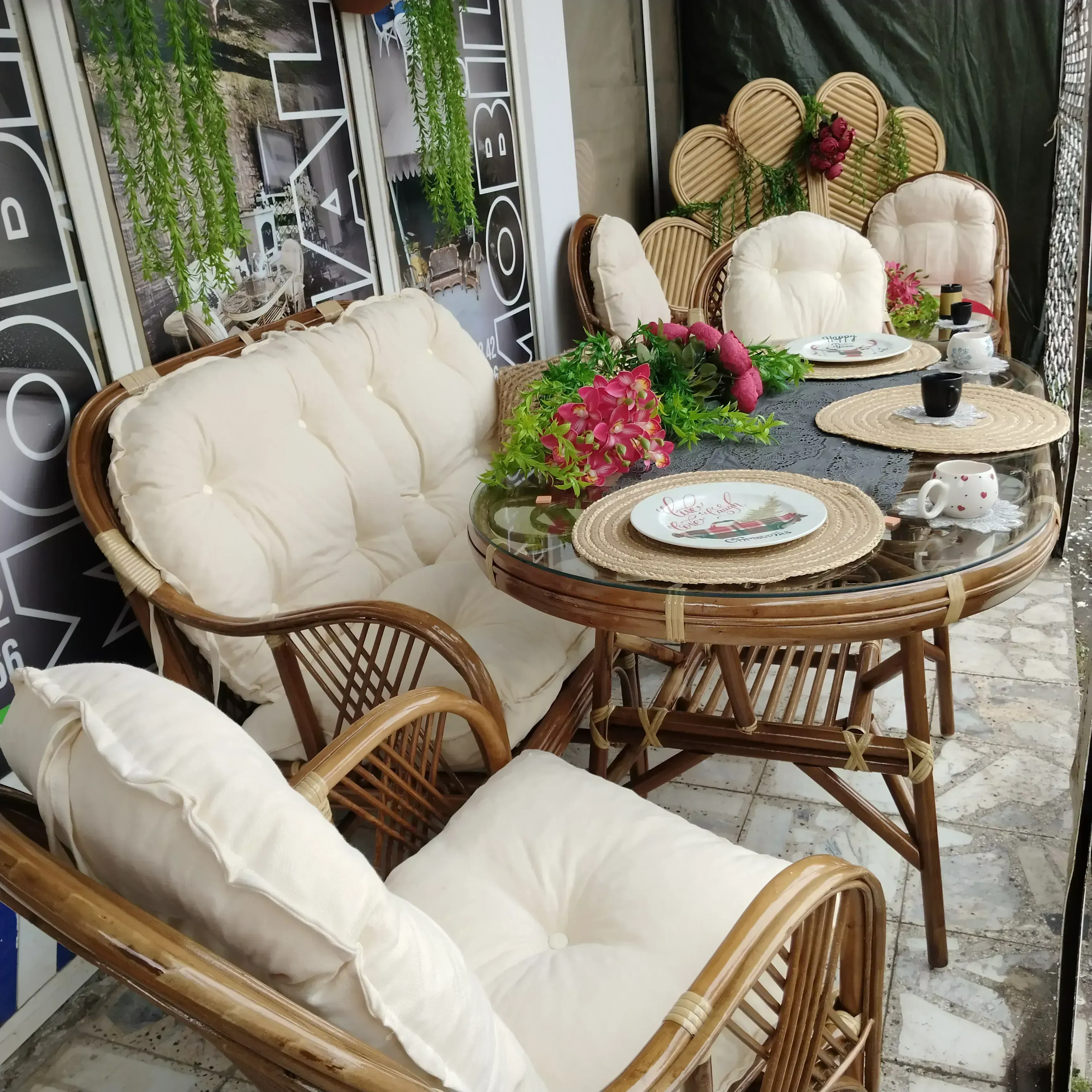 Ankara Bambu  Balkon Bahçe Ramona Takımı 4 Kişilik 