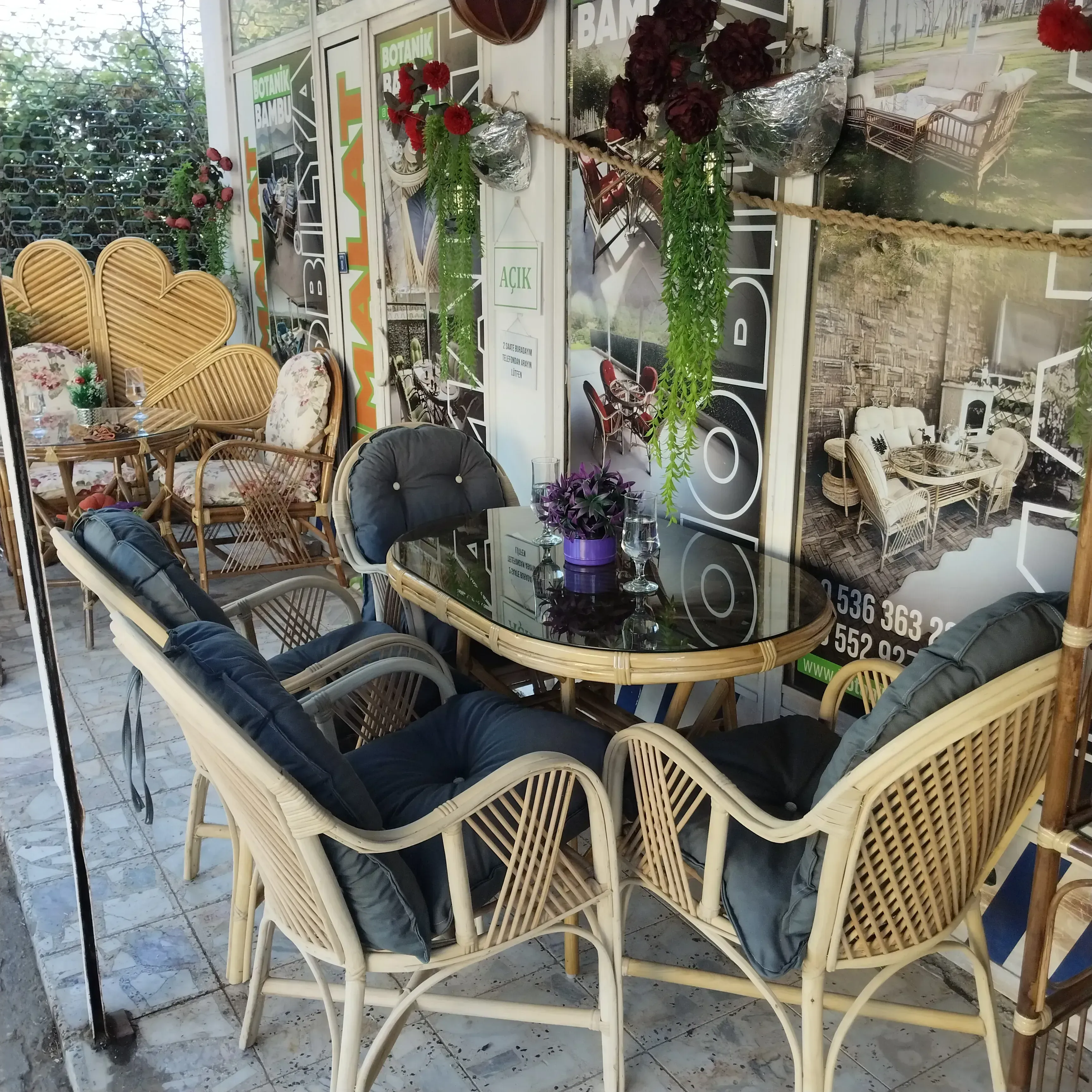 Ankara Bambu  Balkon Bahçe Ramona Takımı 4 Kişilik 