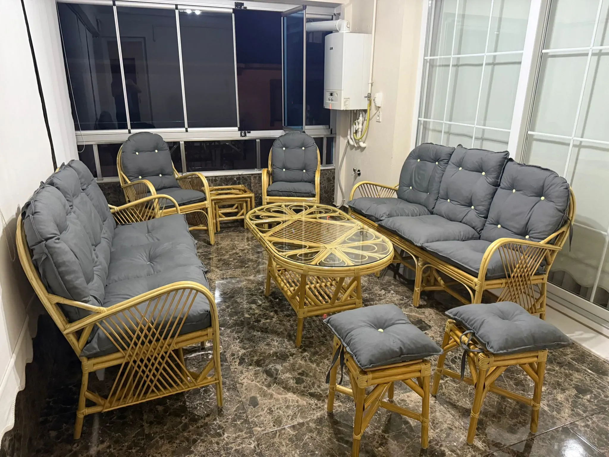 Aydın bambu mobilya masa sandalye takımı