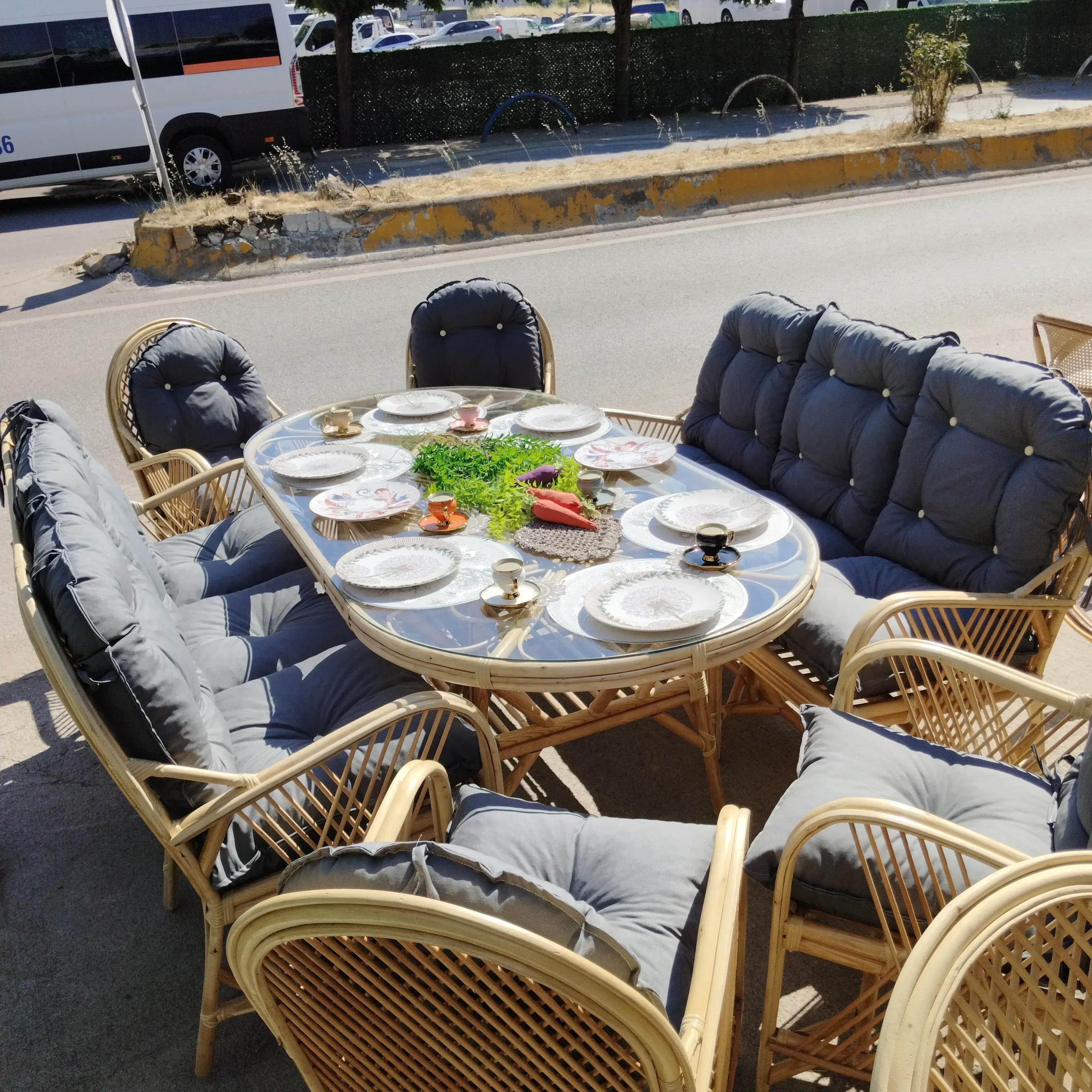 Aydın bambu mobilya masa sandalye takımı