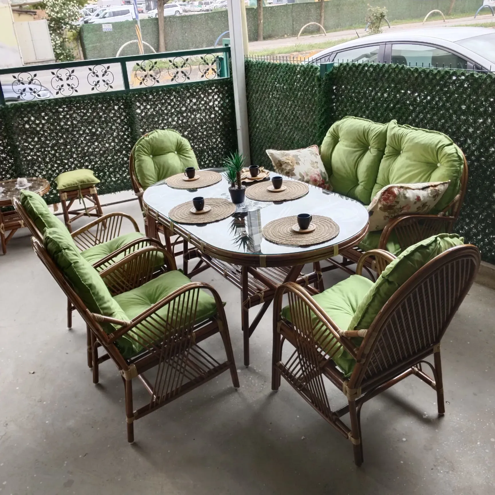 Begonya Bambu Balkon Bahçe Mobilyası 6 Kişilik 