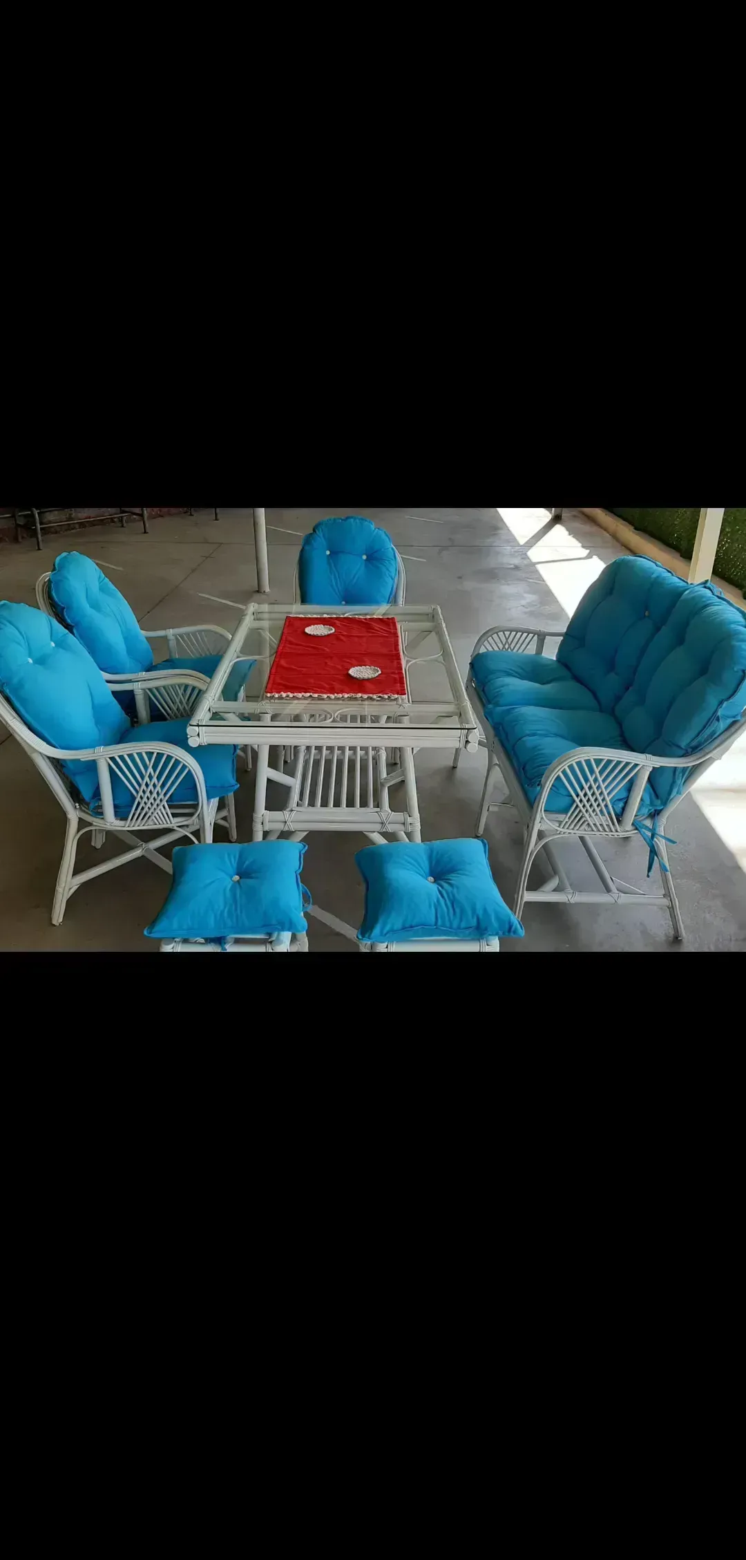 Bodrum Bambu Balkon Bahçe Beyaz Ramona Takımı 5 Kişilik