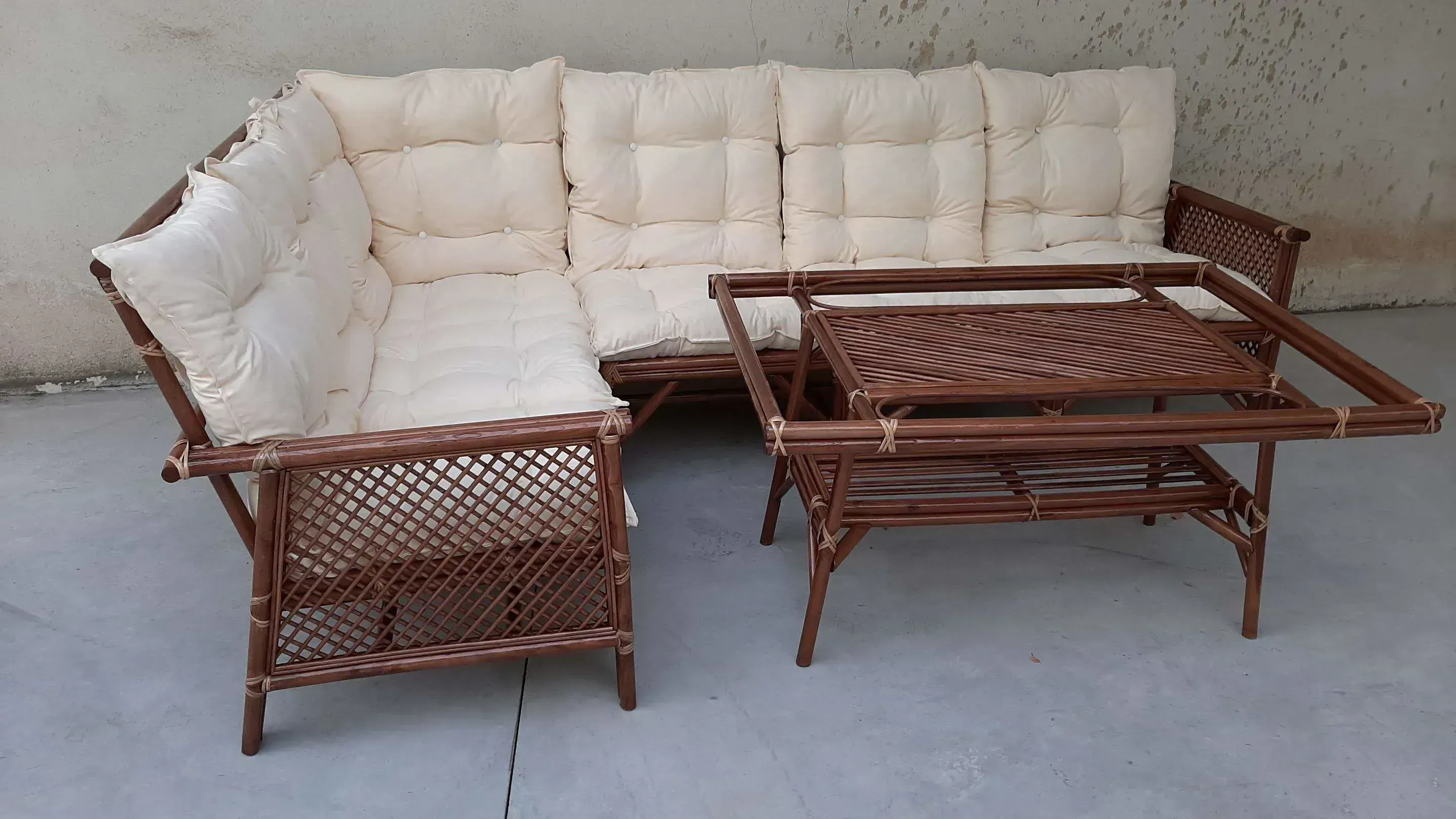 Bursa bambu balkon köşe takımı