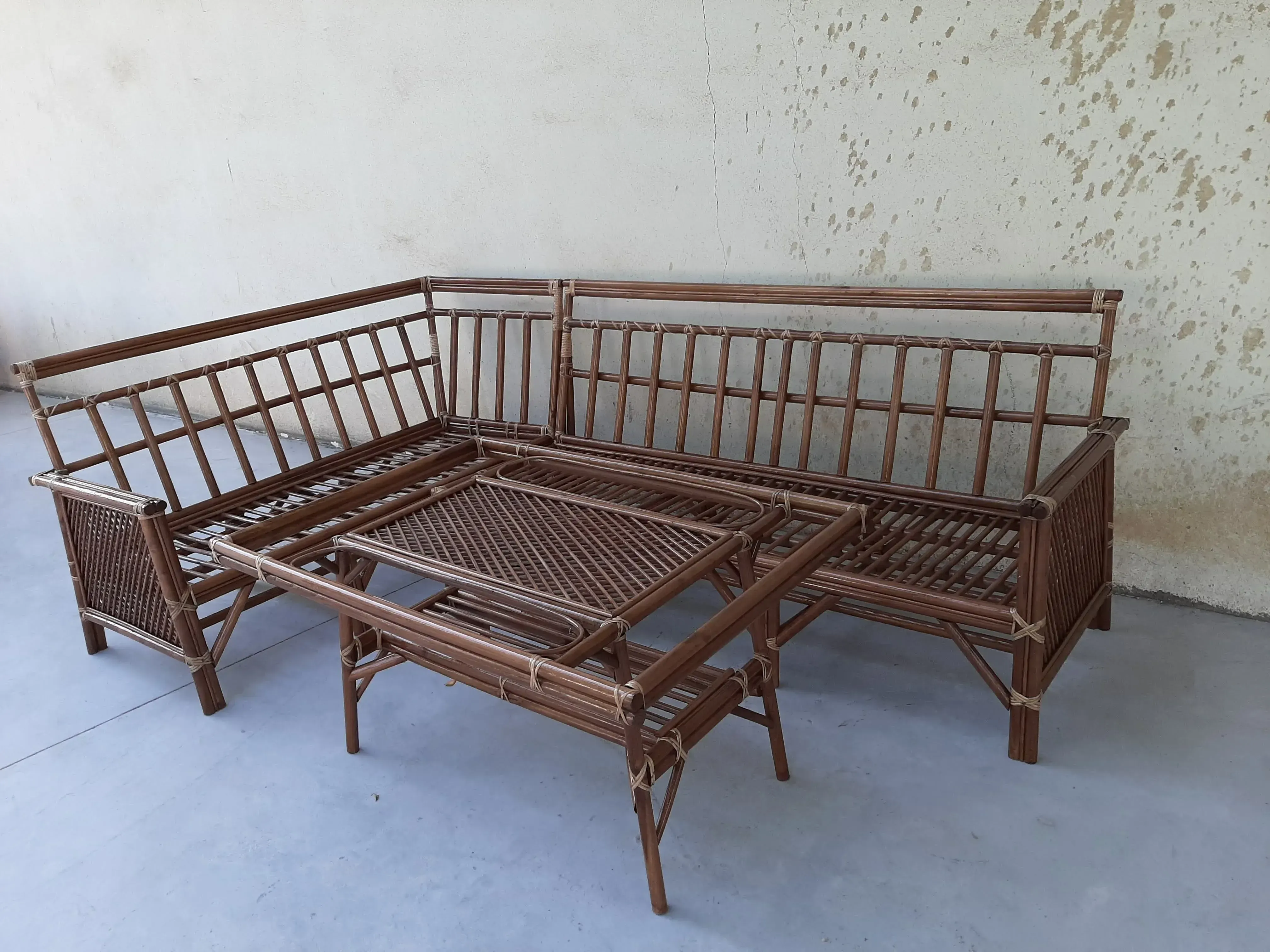 Bursa bambu balkon köşe takımı