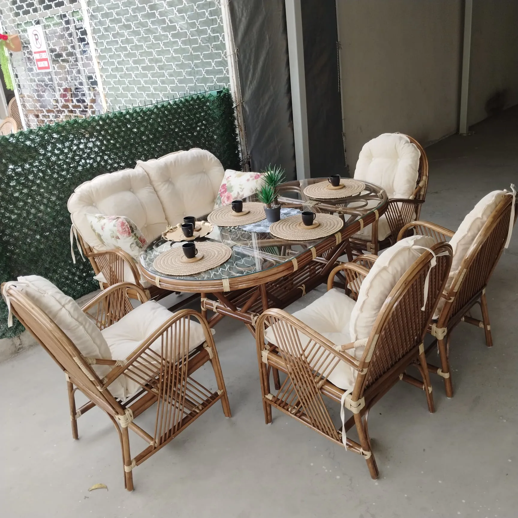 Kocaeli Bambu Balkon Bahçe Monika 6 Kişilik Natural Takım 