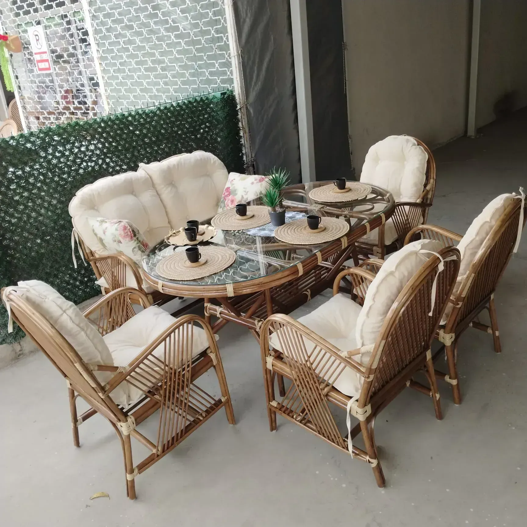 Kocaeli Bambu Balkon Bahçe Monika 6 Kişilik Natural Takım 