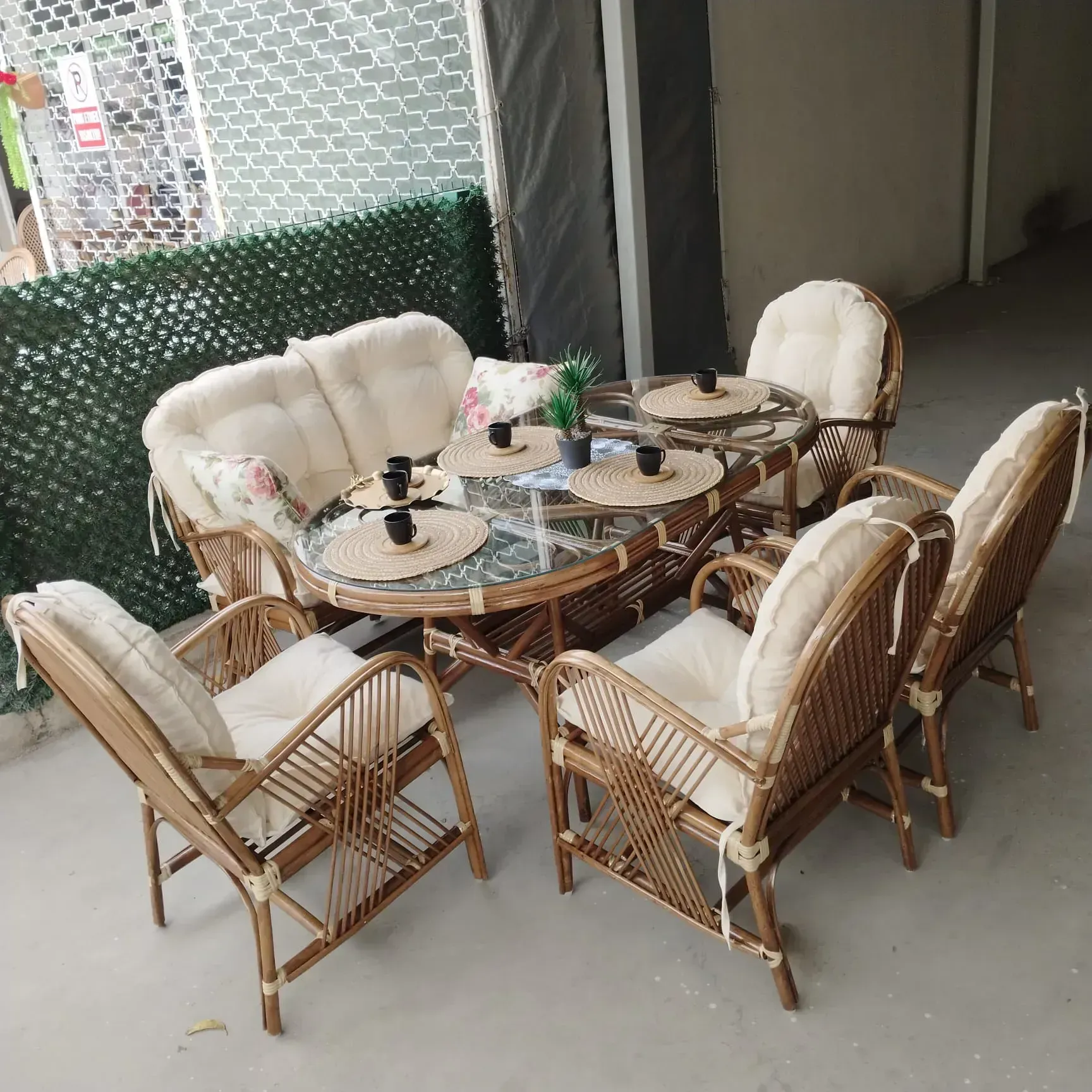Kocaeli Bambu Balkon Bahçe Monika 6 Kişilik Natural Takım 