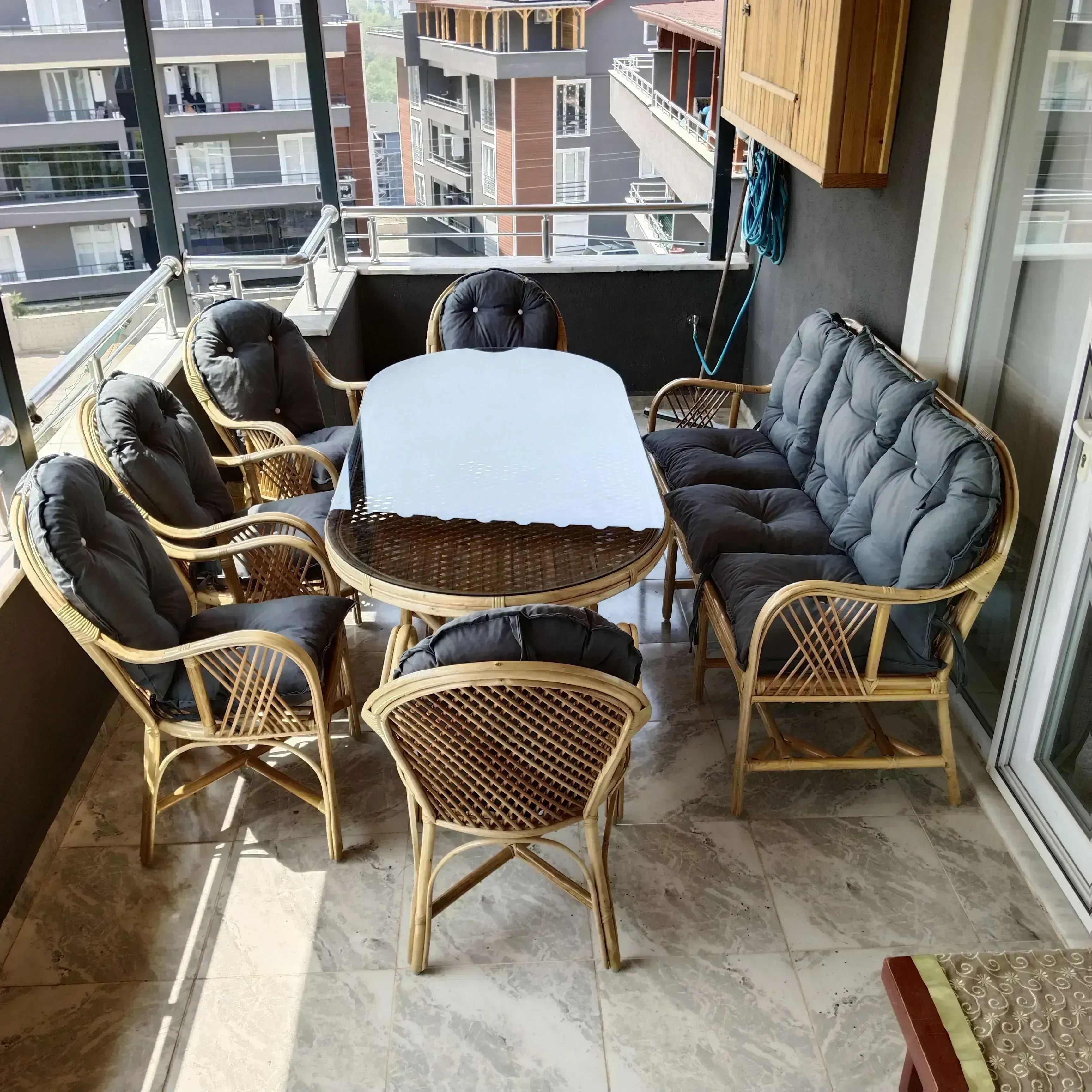 Kocaeli Bambu Balkon Bahçe  Ajurlu Ramona Takımı 6 Kişilik 