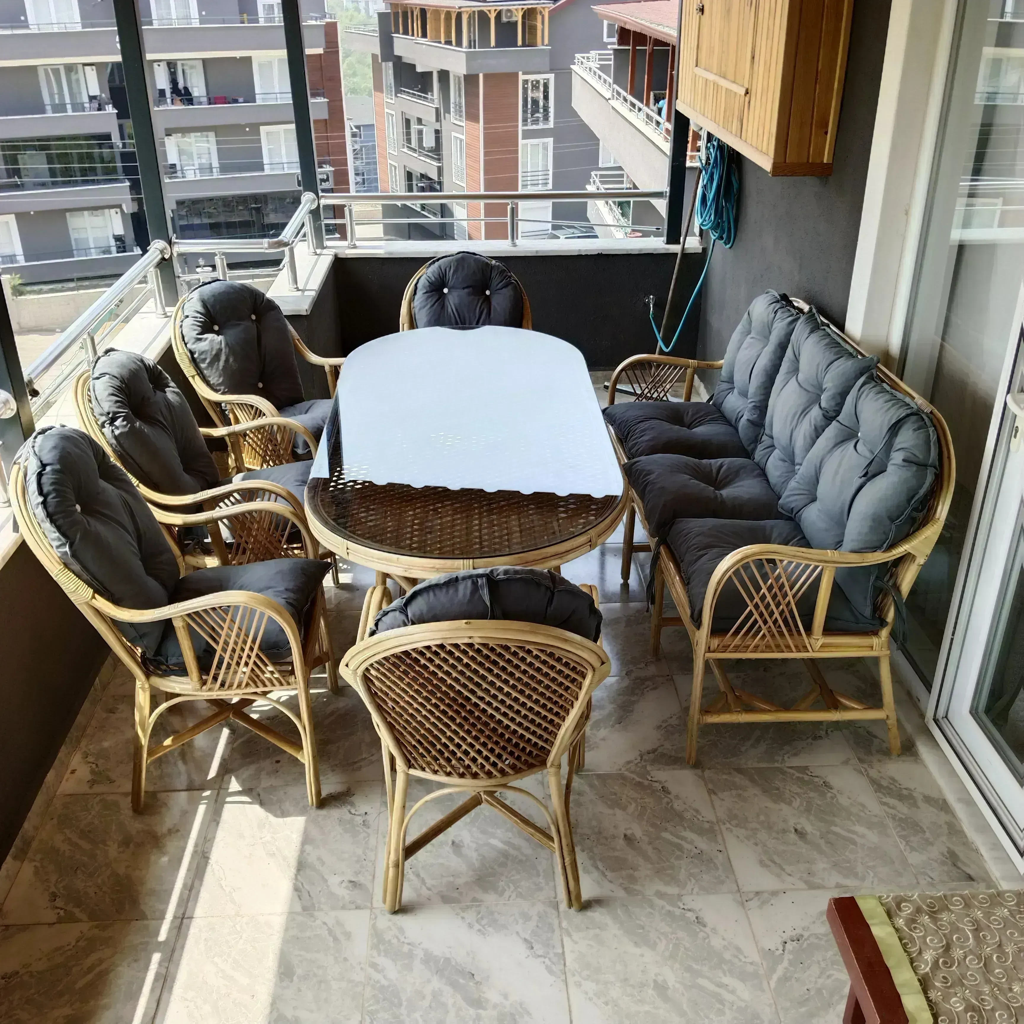 Kocaeli Bambu Balkon Bahçe  Ajurlu Ramona Takımı 6 Kişilik 