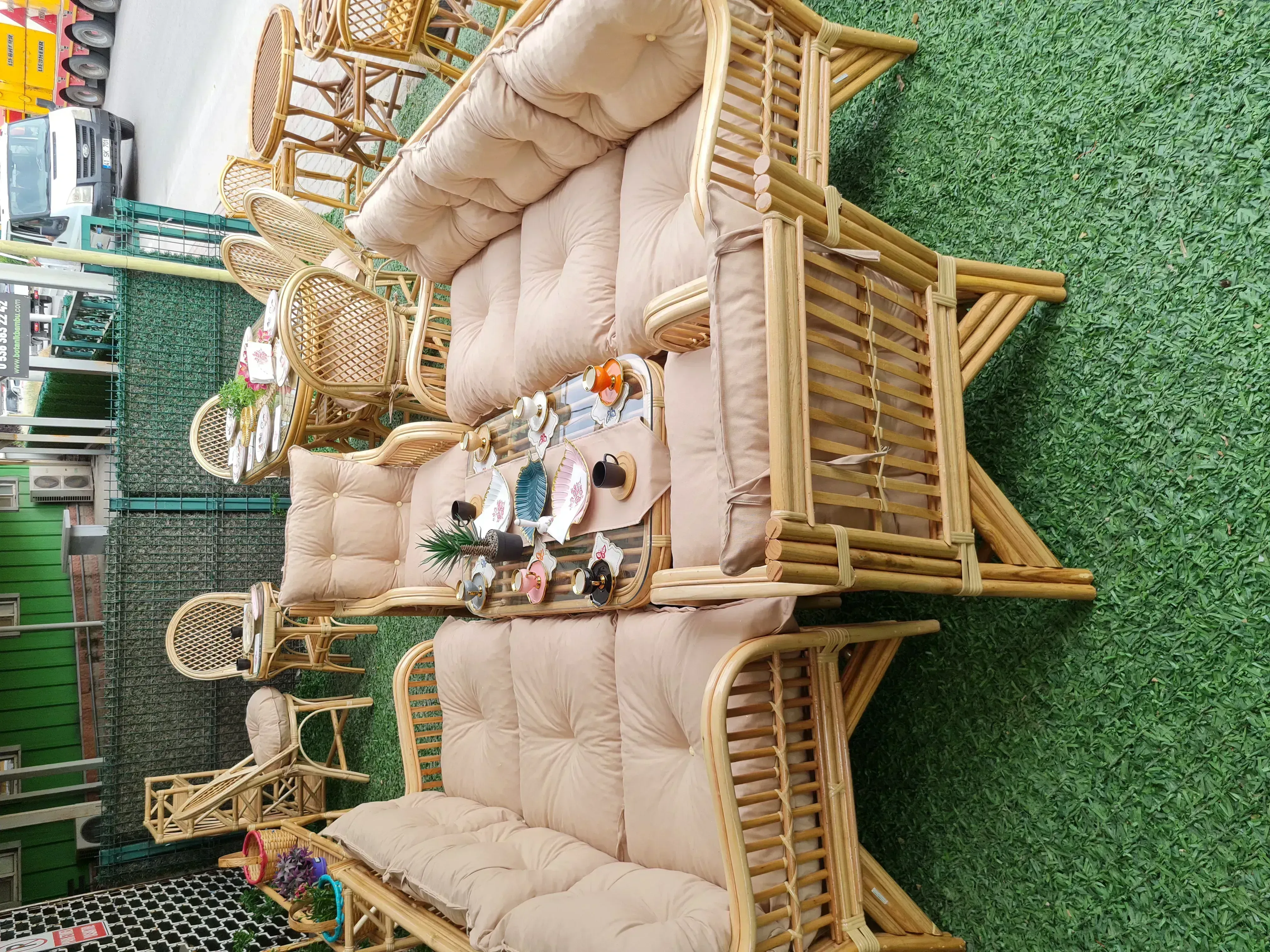 Kocaeli bambu salon oturma grubu 8 kişilik