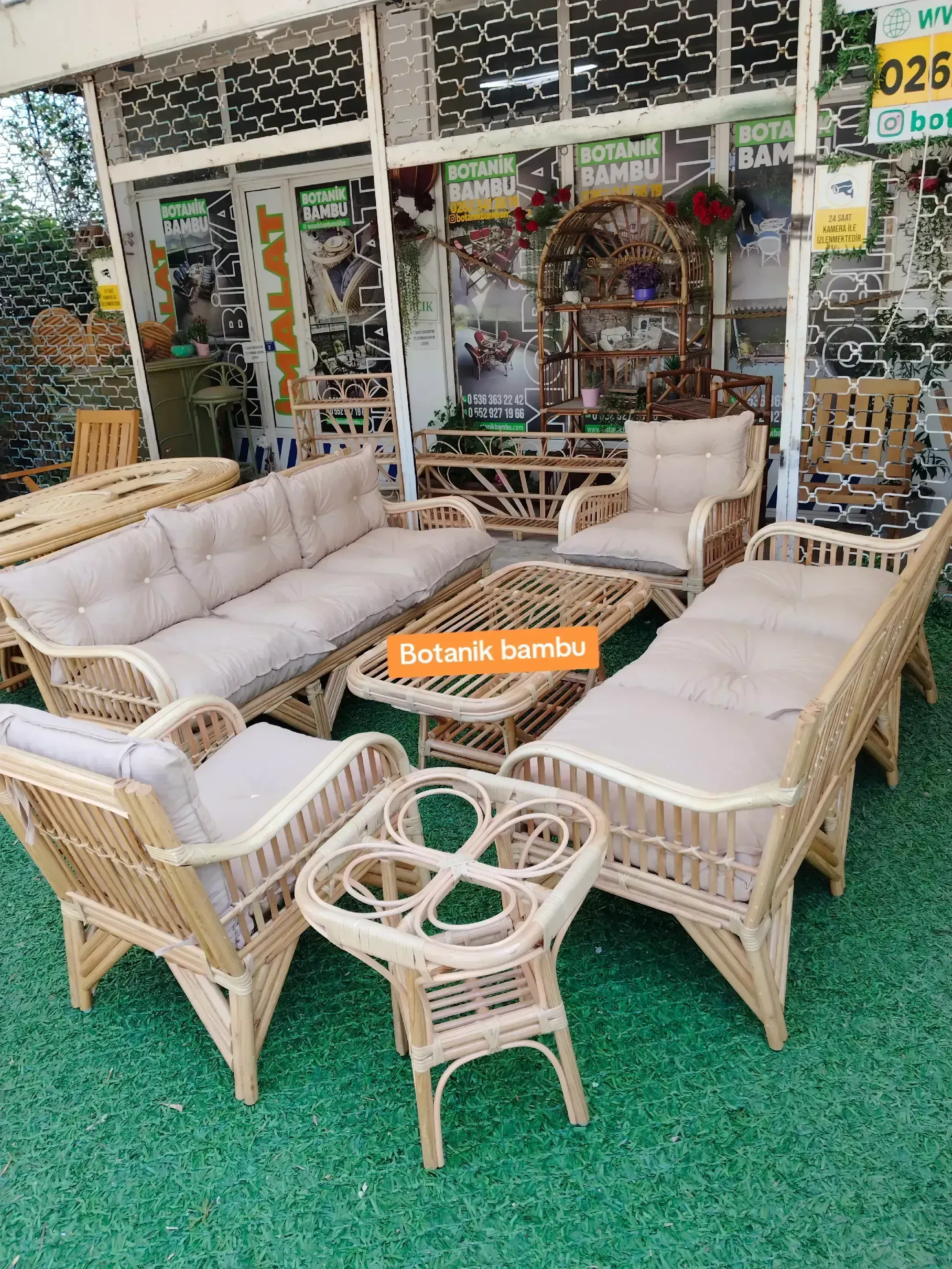 Kocaeli bambu salon oturma grubu 8 kişilik
