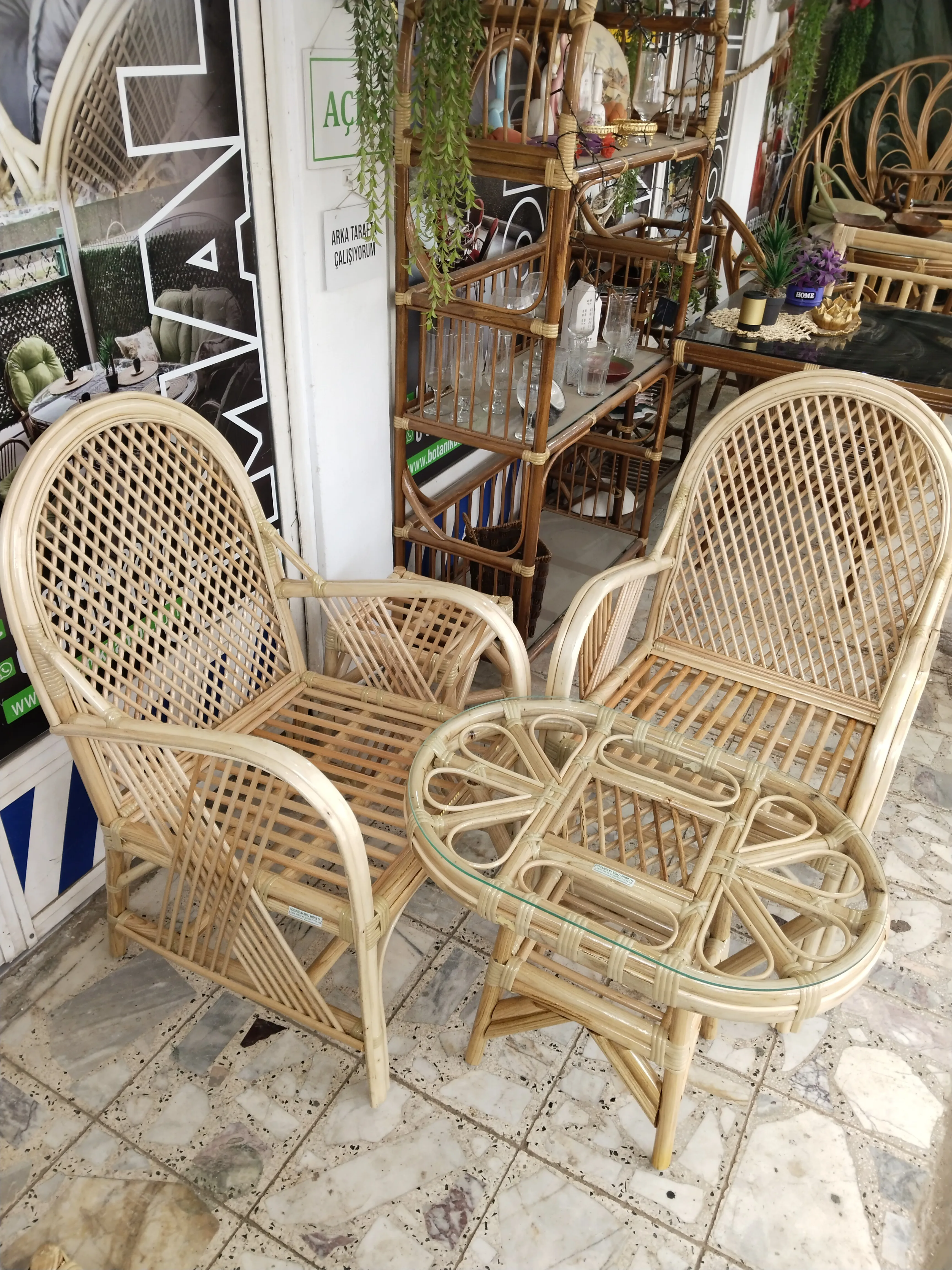 Muğla Bambu Balkon Bahçe Takımı 2 Kişilik 