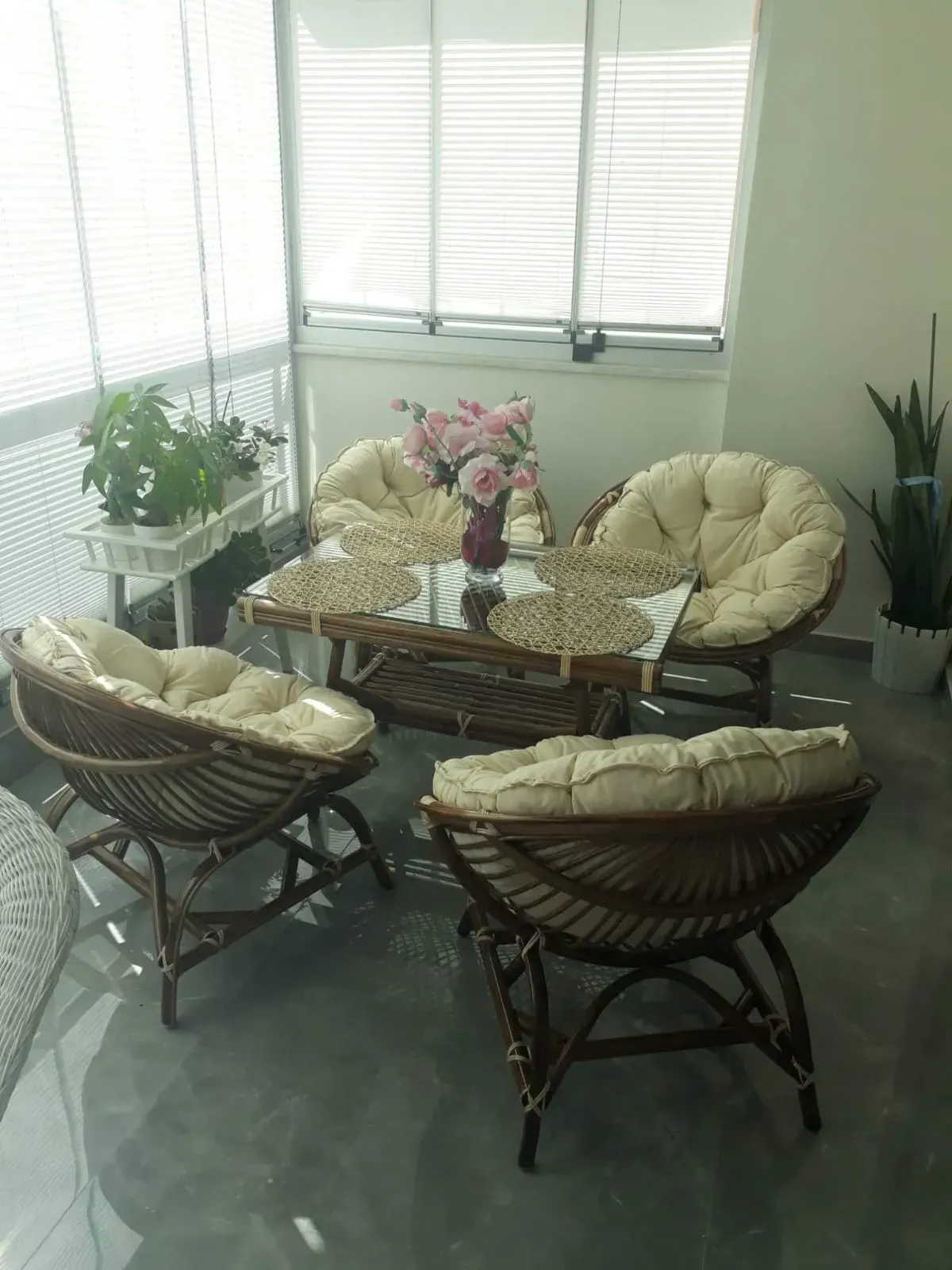 Muğla Çanak Bambu Sandalye Takımı 4 Kişilik 