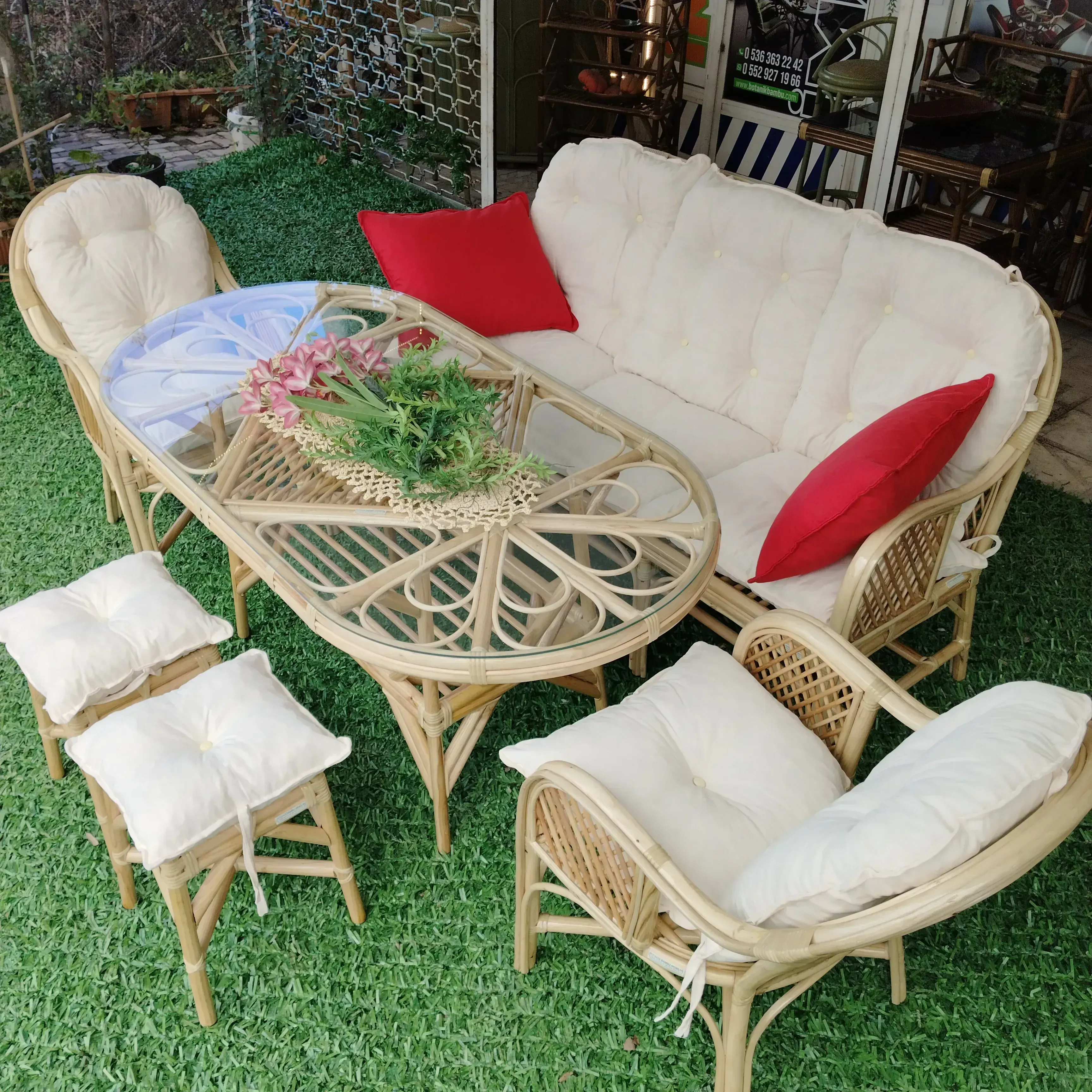 Sakarya bambu 5 kişilik bambu bahçe takımı