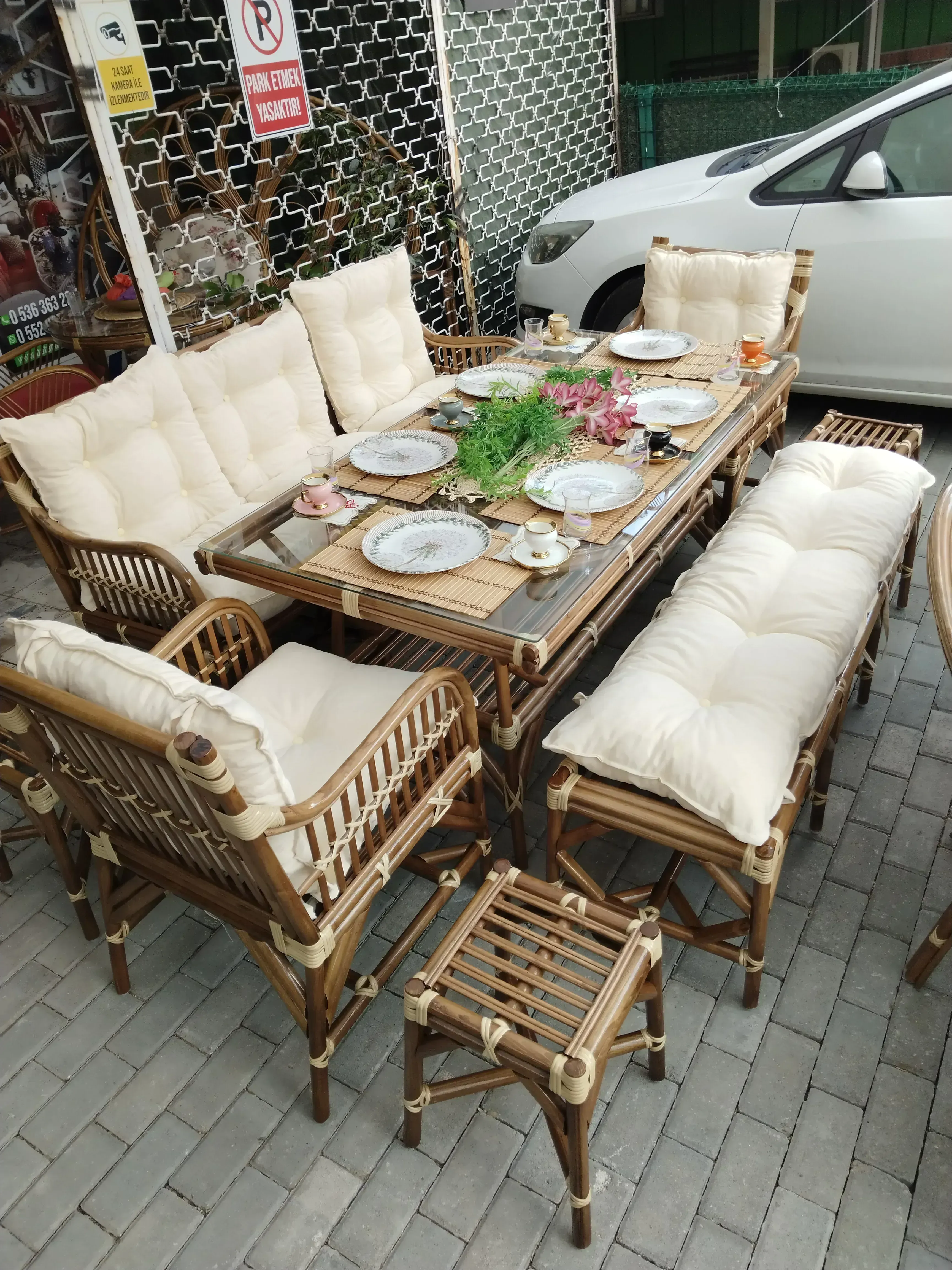Trabzon bambu modern masa sandalye grubu