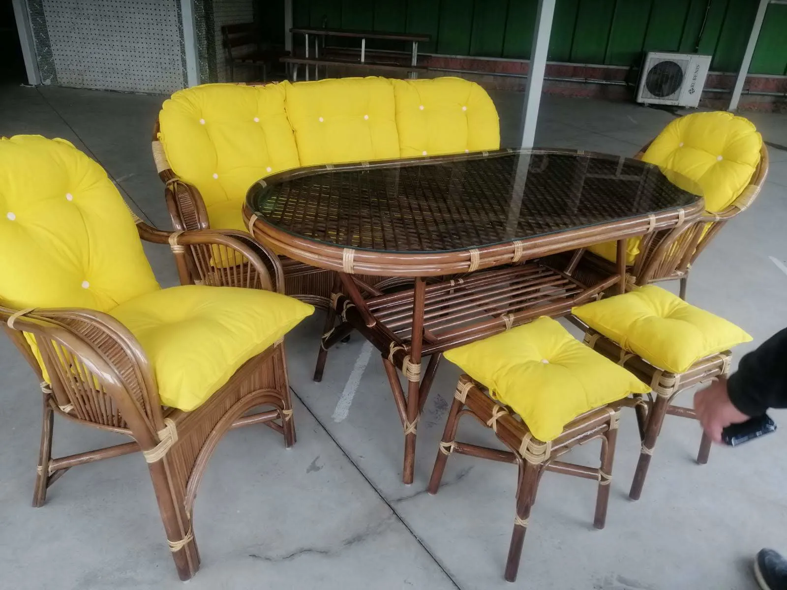 Çanakkale Bambu Balkon Bahçe Sur  Takımı 6 Kişilik