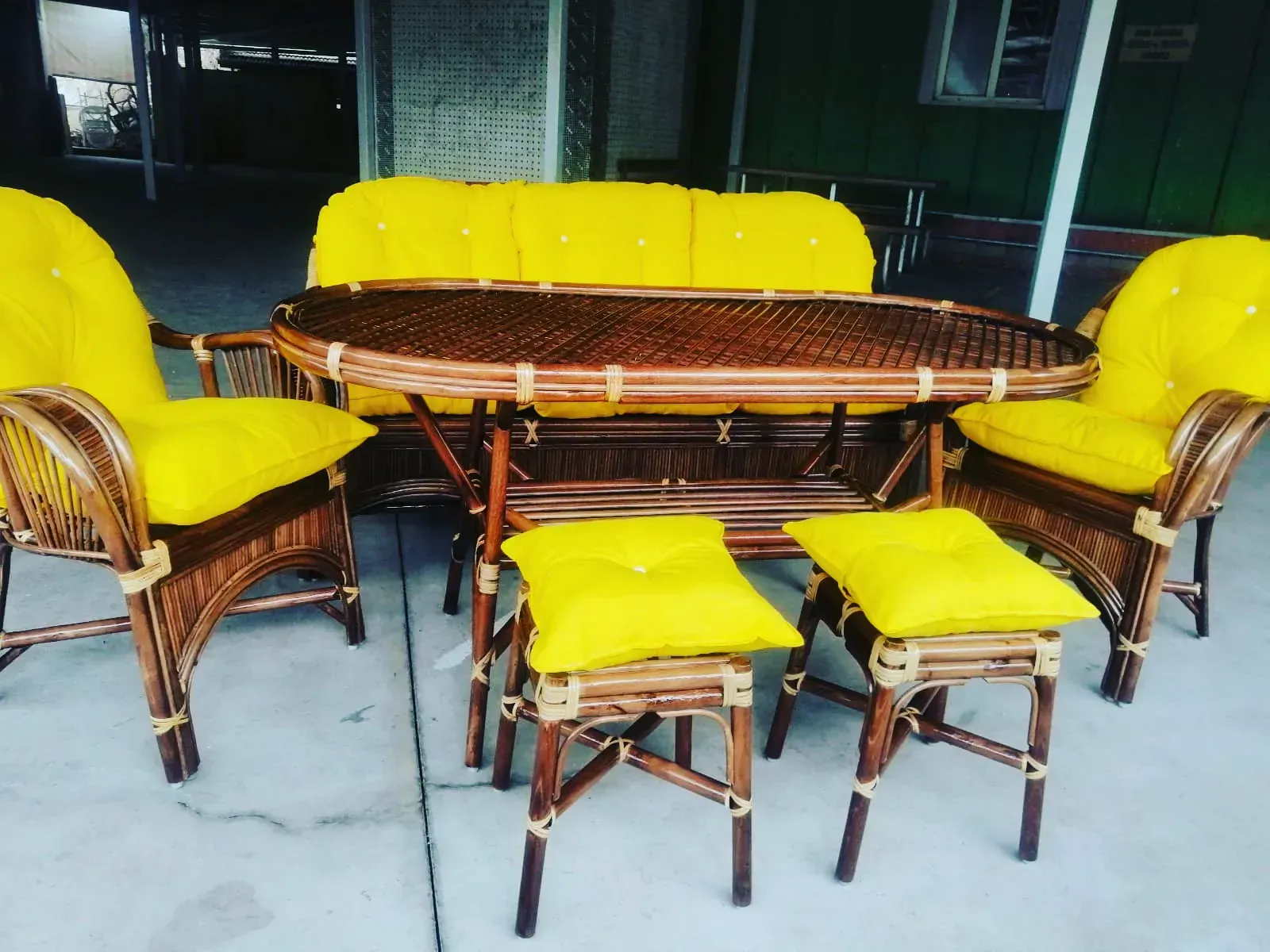 Çanakkale Bambu Balkon Bahçe Sur  Takımı 6 Kişilik