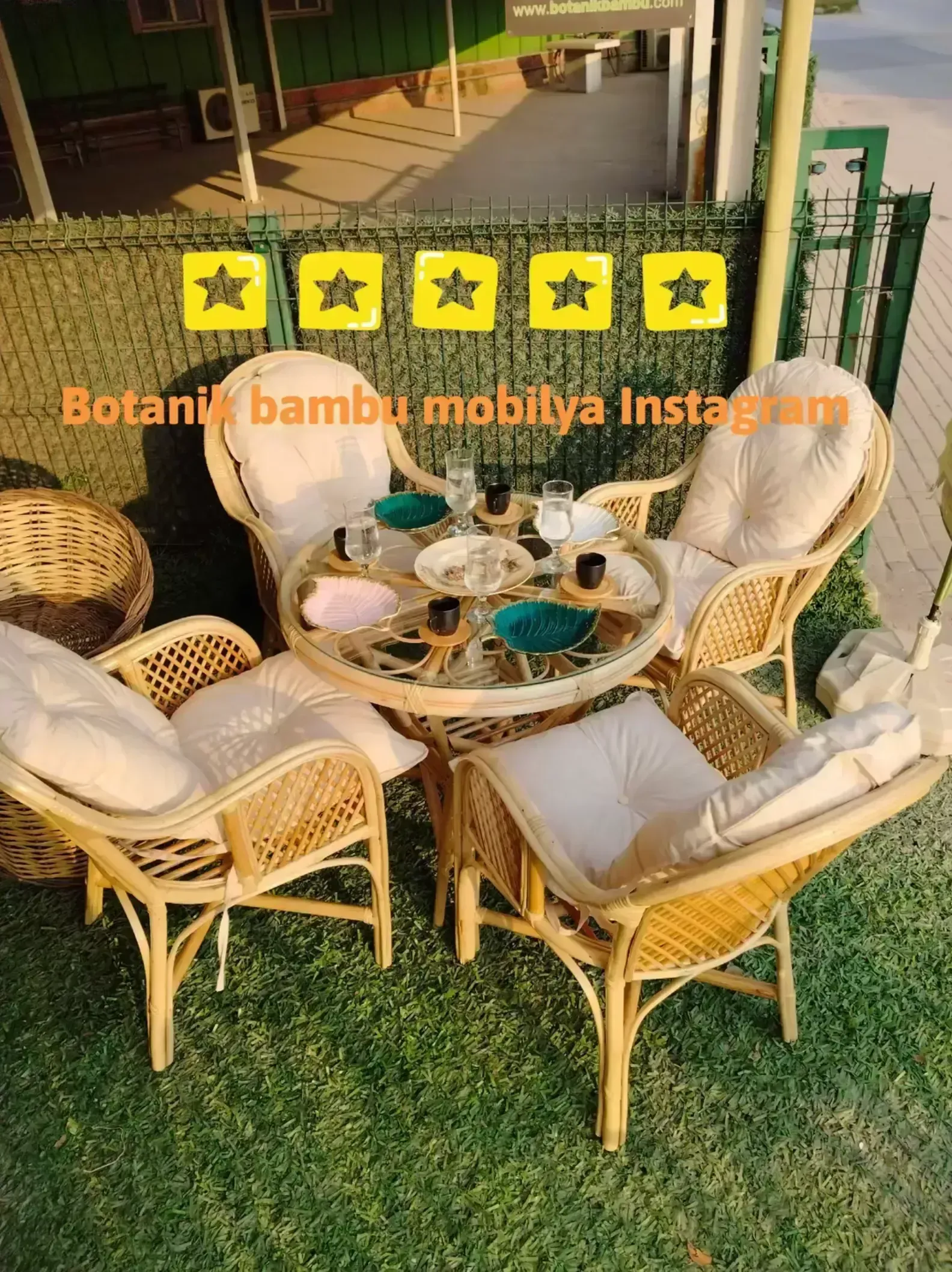 İzmir Bambu Bahçe Balkon Mobilyaları 4 Kişilik. Peşin fiyatına 3 ay veya 6 ay vadeli.