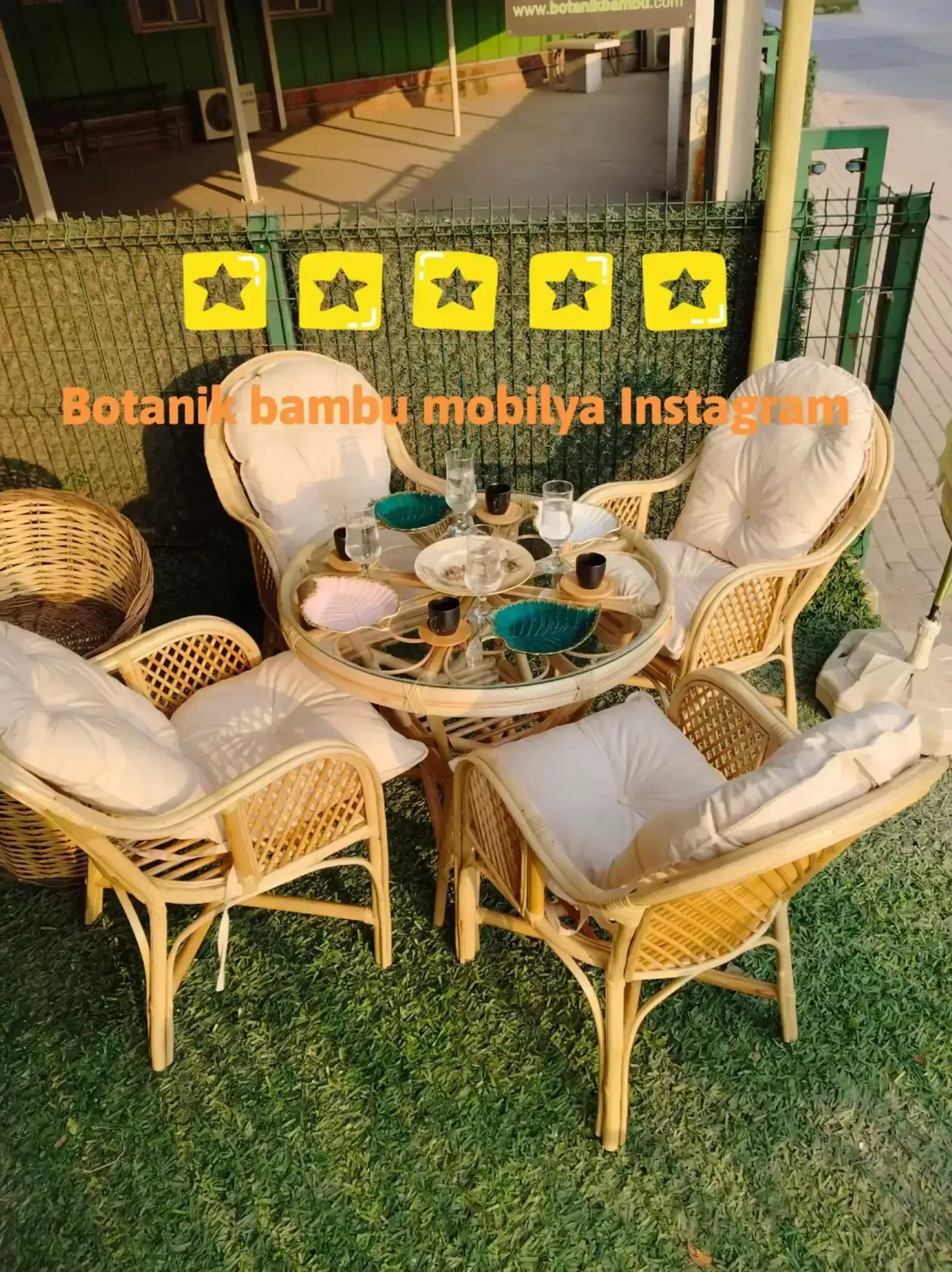 İzmir Bambu Bahçe Balkon Mobilyaları 4 Kişilik