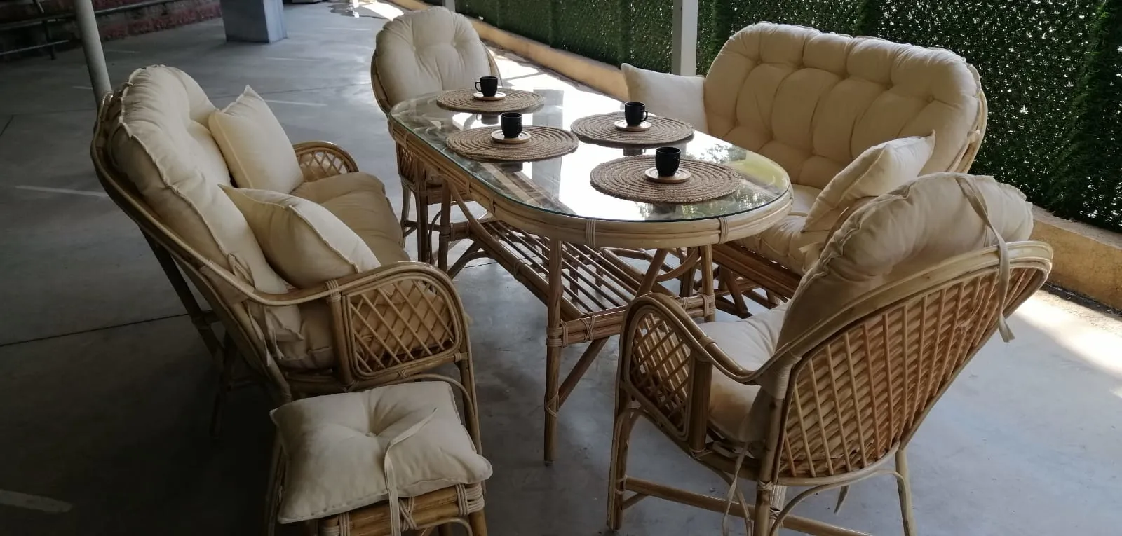 İzmir Bambu Balkon Bahçe  Ajurlu Ramona Takımı 6 Kişilik 