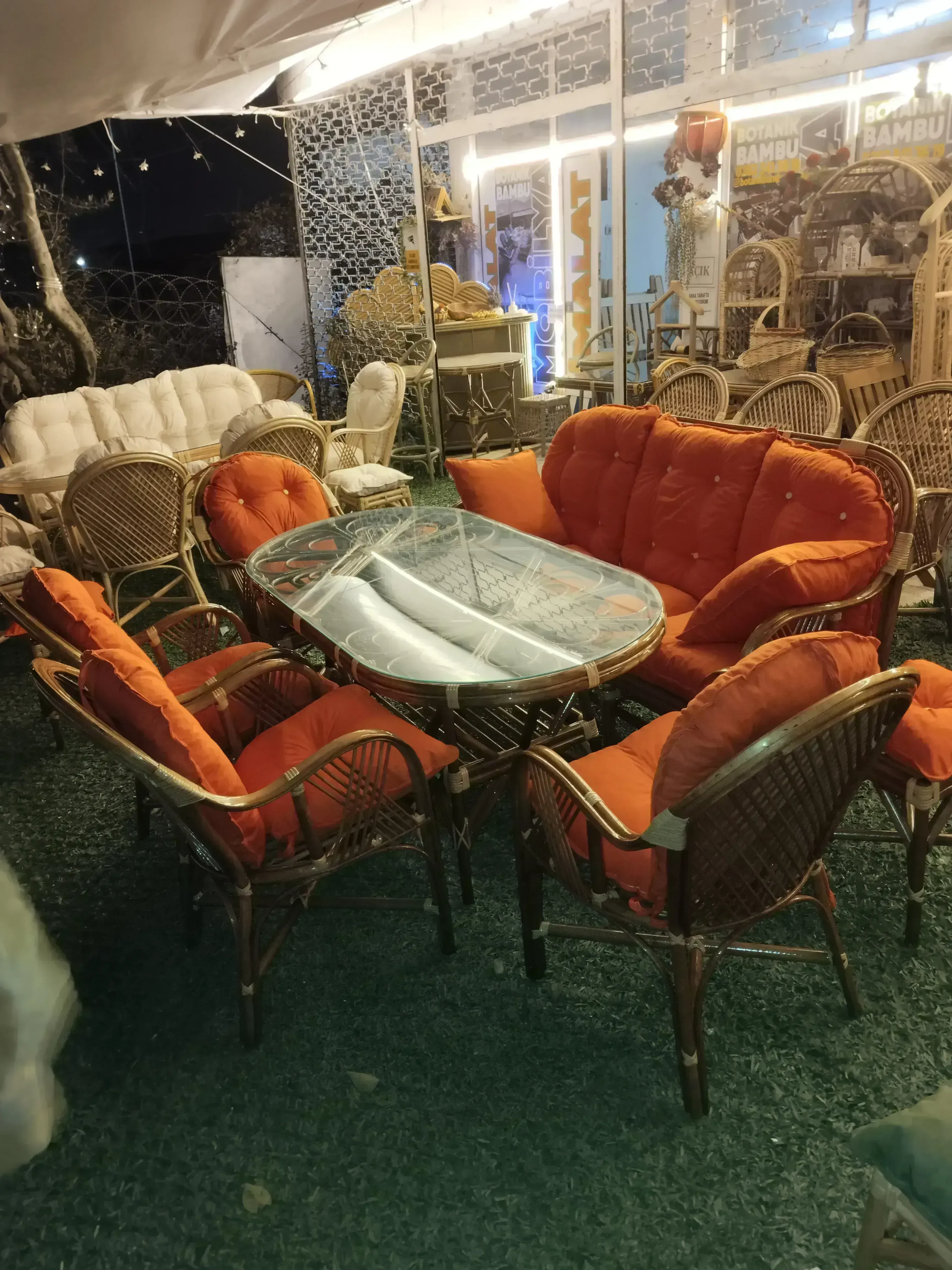 İzmir bambu bahçe balkon mobilyaları 7 kişilik